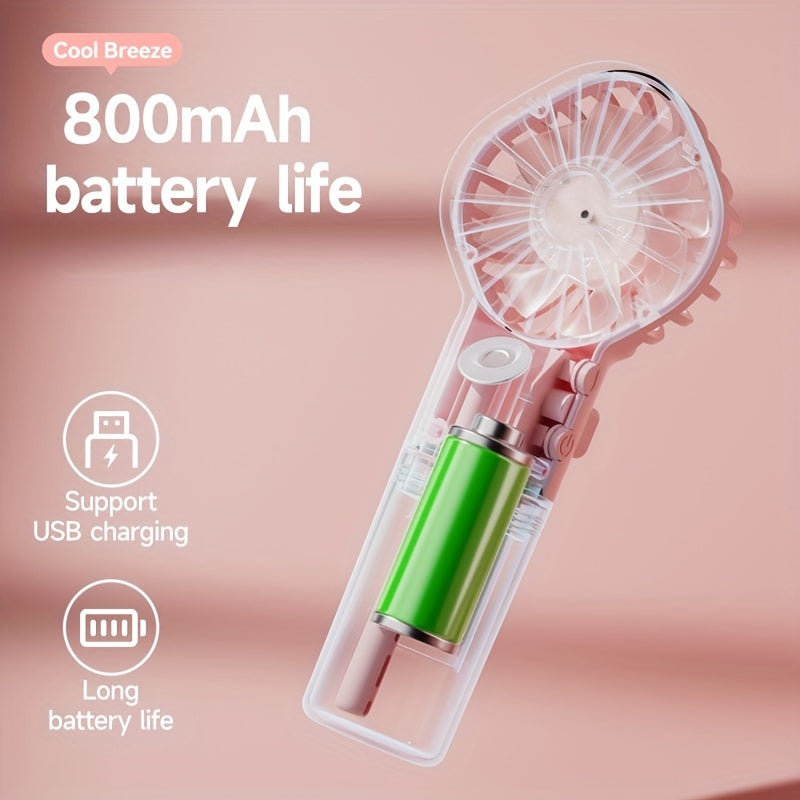 Rapid Cooling Rechargeable Handheld Misting Fan Steamer - Mini Portable Battery Operated Fan