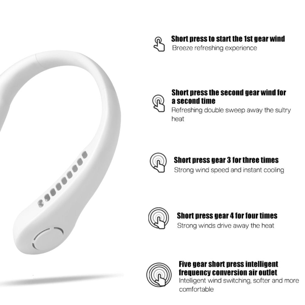 Rechargeable Portable Neck Fan - Bladeless Personal Fan For Outdoor Sports