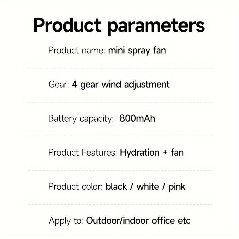 Rapid Cooling Rechargeable Handheld Misting Fan Steamer - Mini Portable Battery Operated Fan
