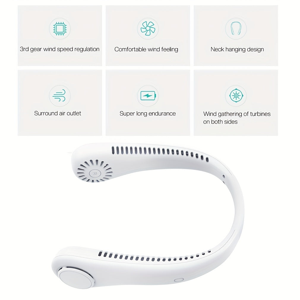 Rechargeable Portable Neck Fan - Bladeless Personal Fan For Outdoor Sports