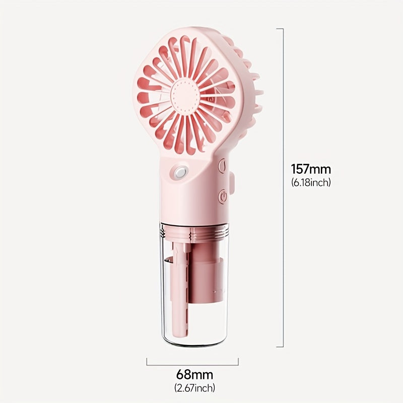 Rapid Cooling Rechargeable Handheld Misting Fan Steamer - Mini Portable Battery Operated Fan