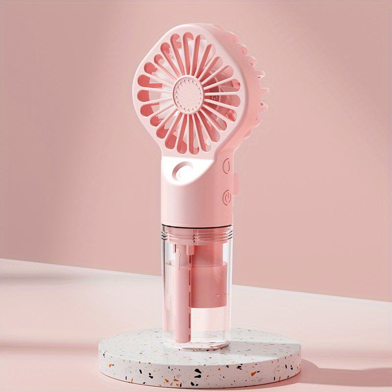 Rapid Cooling Rechargeable Handheld Misting Fan Steamer - Mini Portable Battery Operated Fan