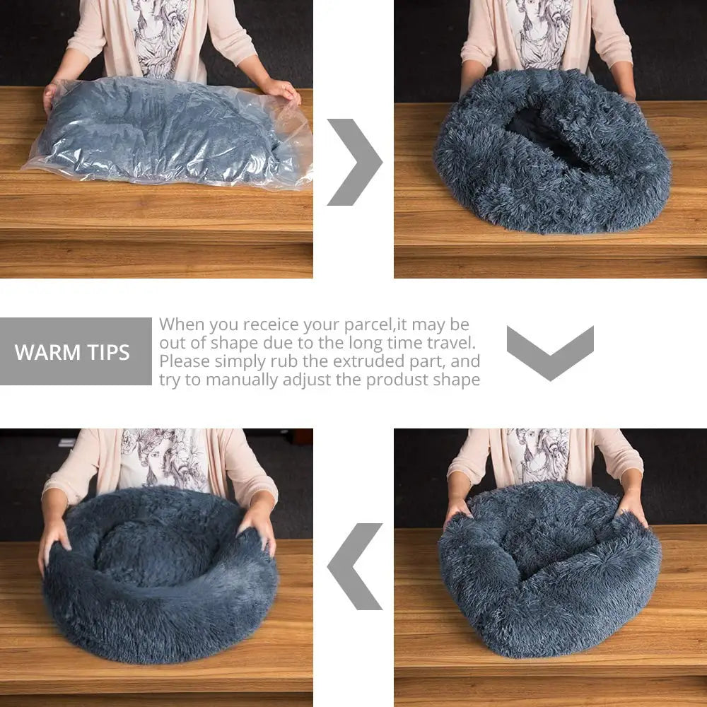 40-90cm Round Pet Bed for Large Dog Bed Super Soft Cat Bed Long Plush Dog House
