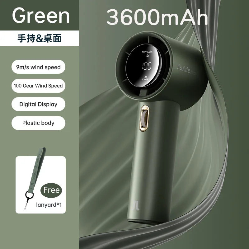JISULIFEβ’ Mini Portable Fan β 100 Wind Speeds, LED Display & 5000mAh Power for Ultimate Outdoor Cooling for USA