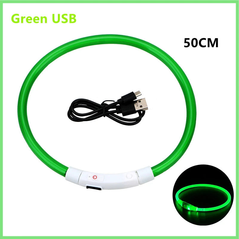 USB Rechargeable Luminous Collar Adjustable Led Glowing Dog Collar