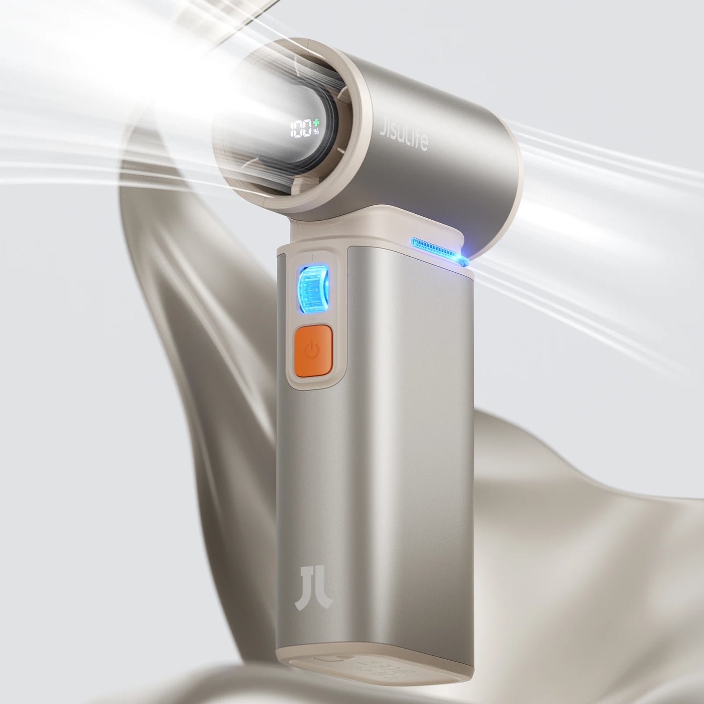 JISULIFE Portable Turbo Handheld Fan, 9000 mAh Battery, LED Display, Outdoor Camping