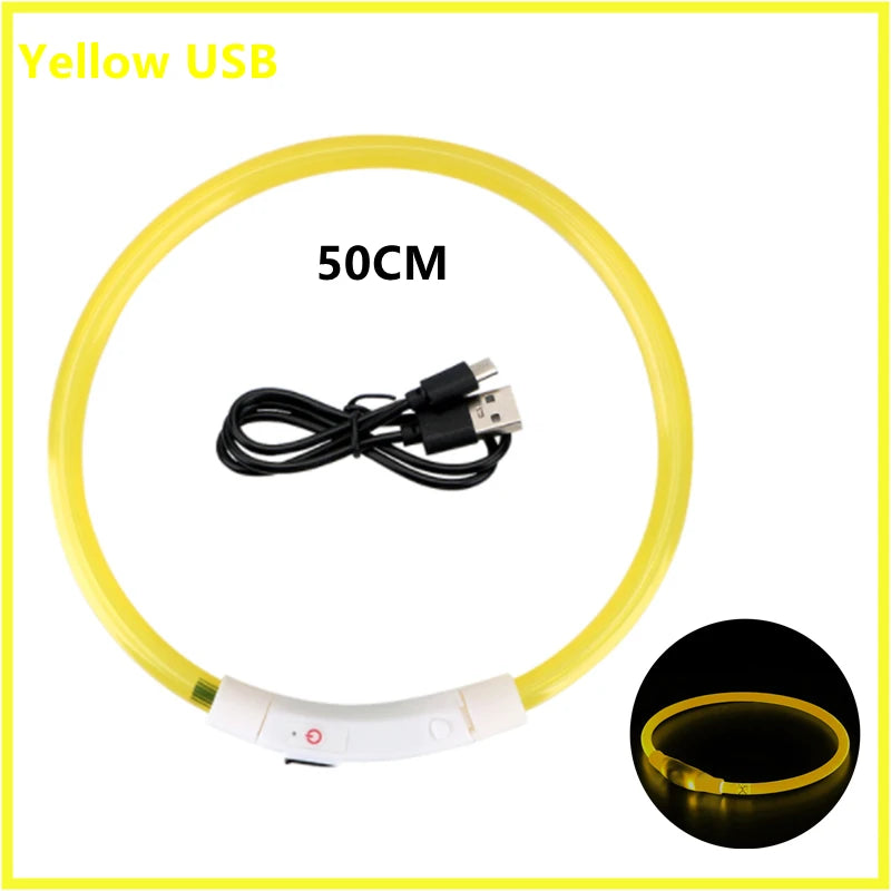 USB Rechargeable Luminous Collar Adjustable Led Glowing Dog Collar