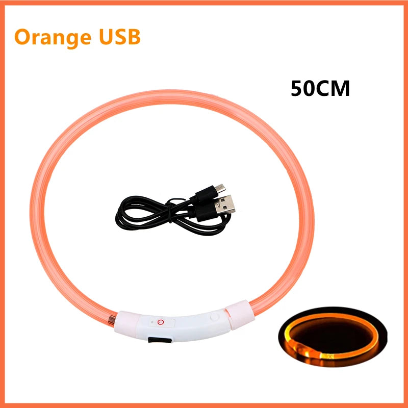 USB Rechargeable Luminous Collar Adjustable Led Glowing Dog Collar