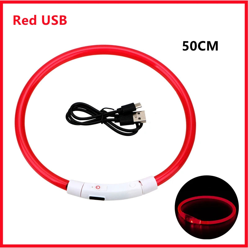 USB Rechargeable Luminous Collar Adjustable Led Glowing Dog Collar