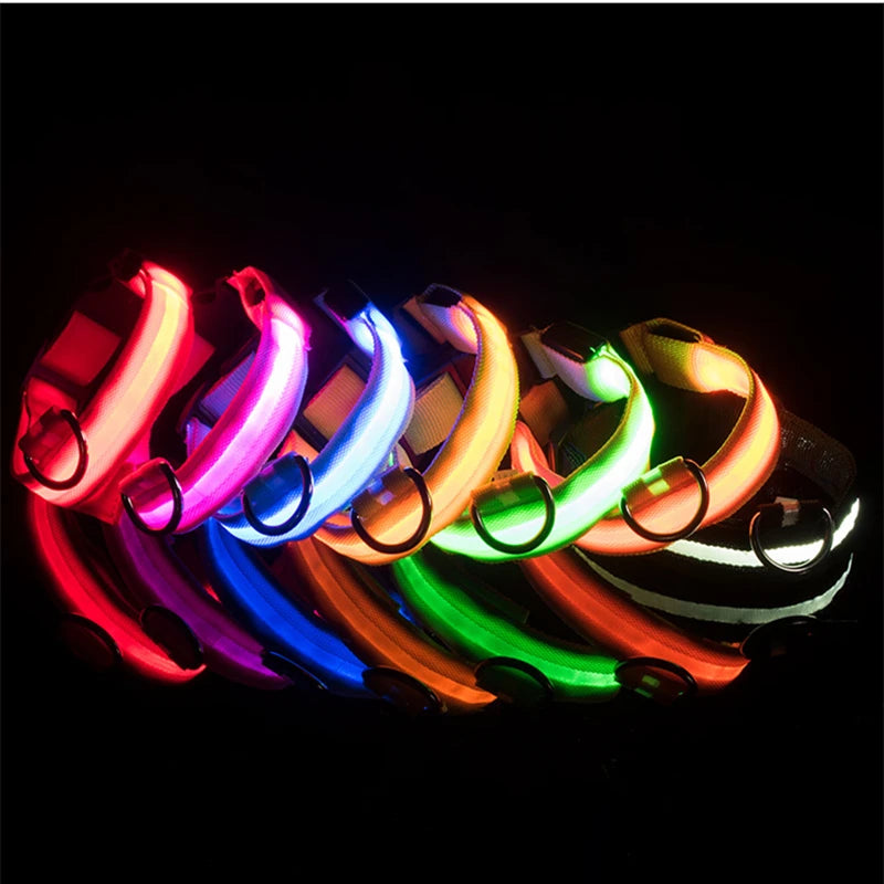 USB Rechargeable Luminous Collar Adjustable Led Glowing Dog Collar