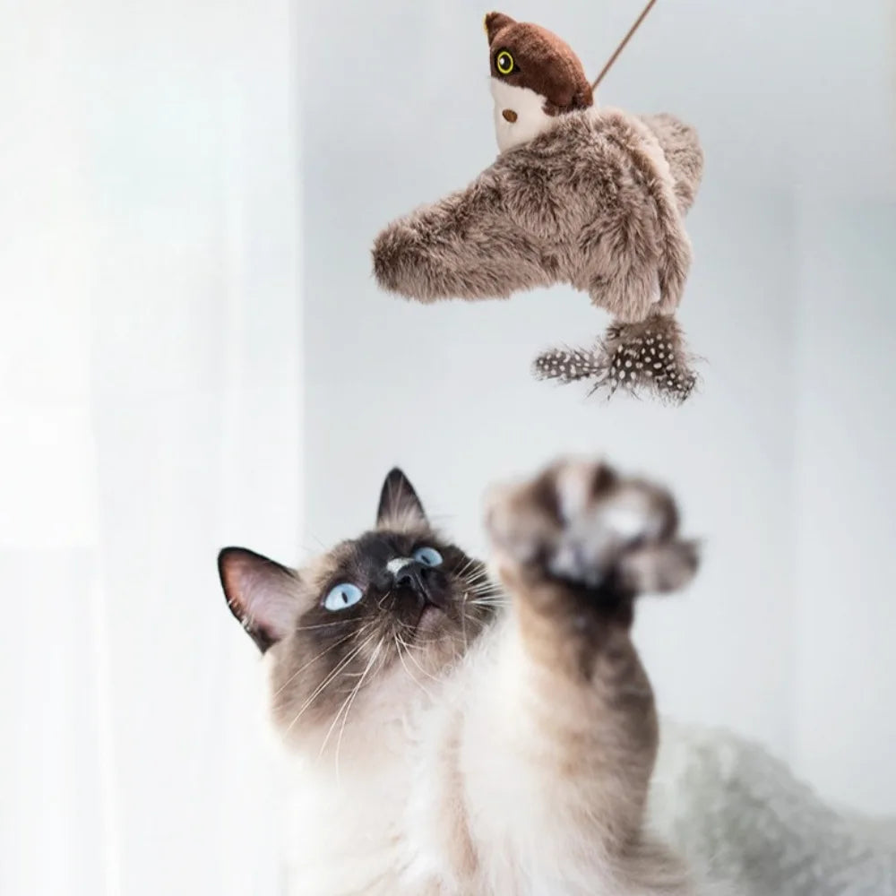 Simulated Bird Cat Toy Touch Sensitive Plush Toy Rechargeable Chirping Flapping Bird