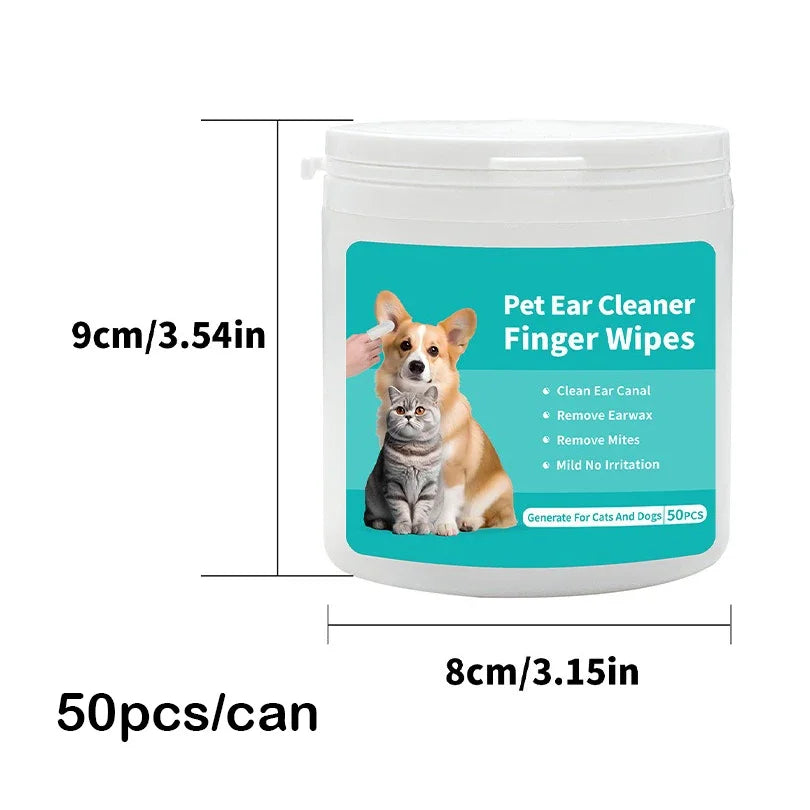 50 PCS Pet Cleaning Products Ear Cleaning Wipes Ear Care Fingertips
