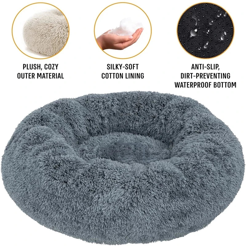 40-90cm Round Pet Bed for Large Dog Bed Super Soft Cat Bed Long Plush Dog House