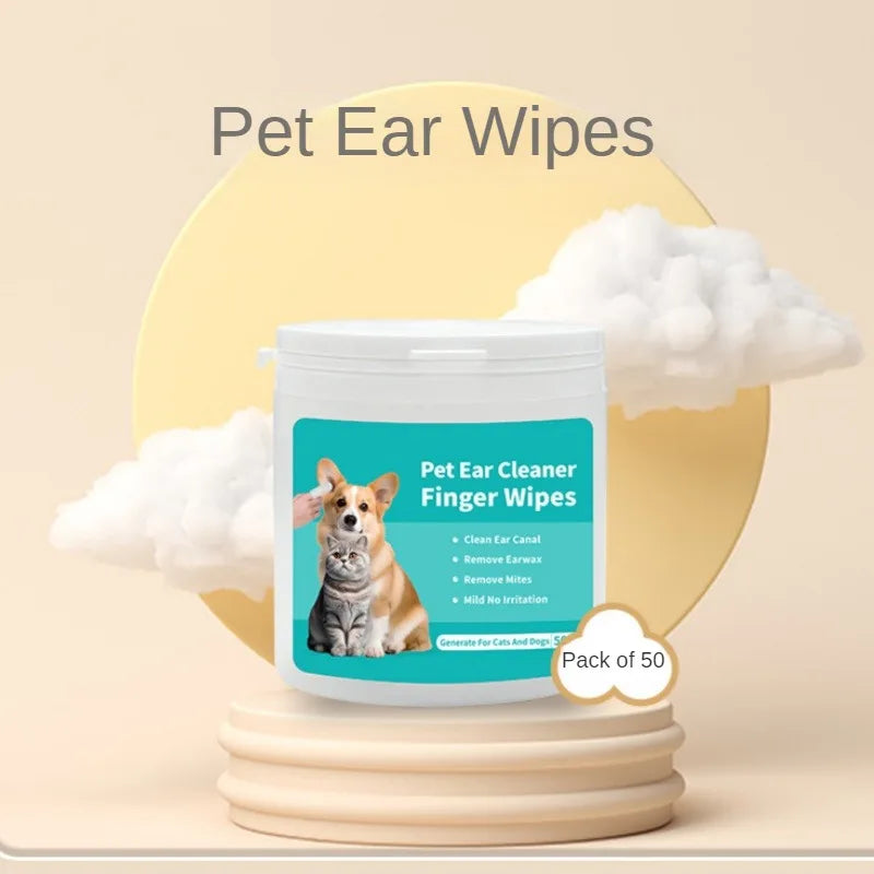 50 PCS Pet Cleaning Products Ear Cleaning Wipes Ear Care Fingertips