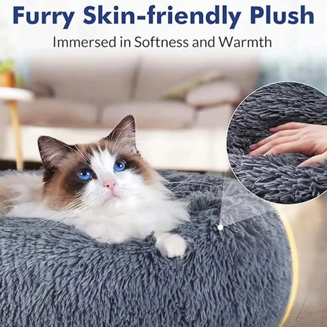 40-90cm Round Pet Bed for Large Dog Bed Super Soft Cat Bed Long Plush Dog House