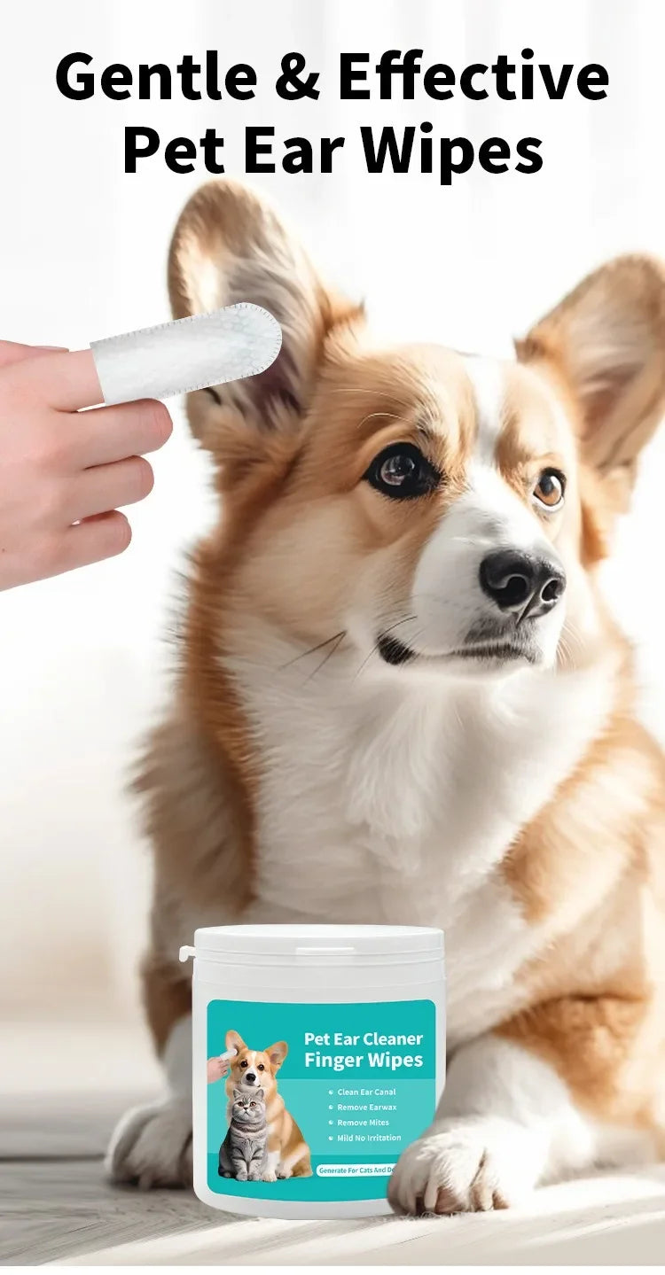 50 PCS Pet Cleaning Products Ear Cleaning Wipes Ear Care Fingertips