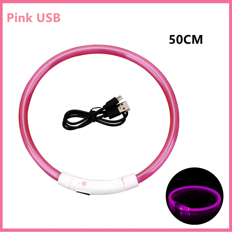 USB Rechargeable Luminous Collar Adjustable Led Glowing Dog Collar