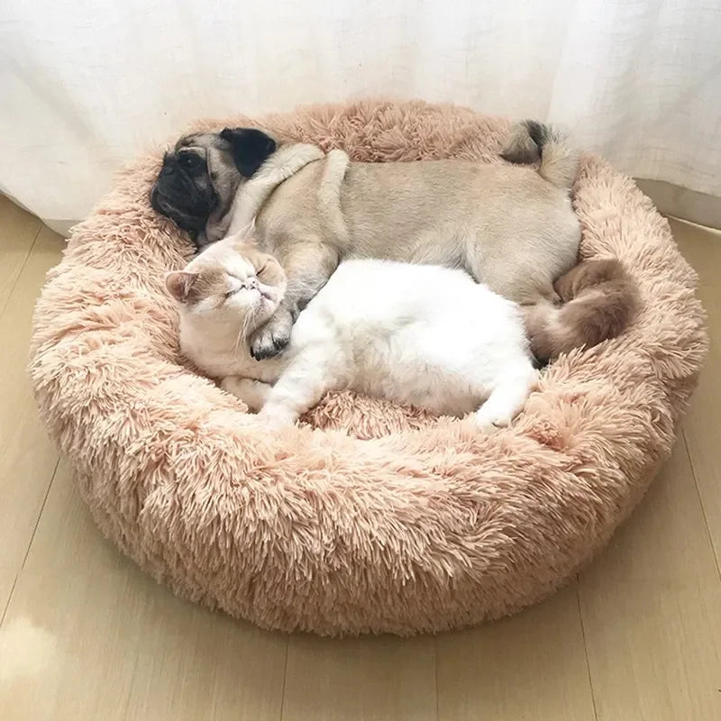 40-90cm Round Pet Bed for Large Dog Bed Super Soft Cat Bed Long Plush Dog House