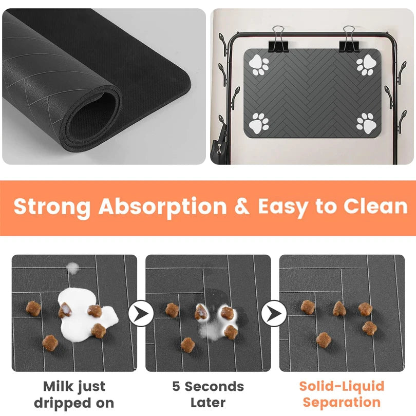 Pet Feeding Pet Placemat for Food and Water Bowl with Waterproof Rubber Backing