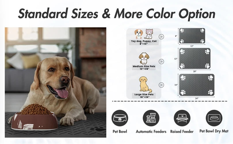 Pet Feeding Pet Placemat for Food and Water Bowl with Waterproof Rubber Backing