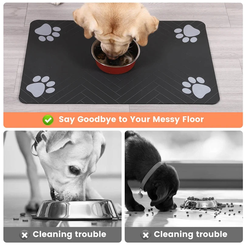 Pet Feeding Pet Placemat for Food and Water Bowl with Waterproof Rubber Backing