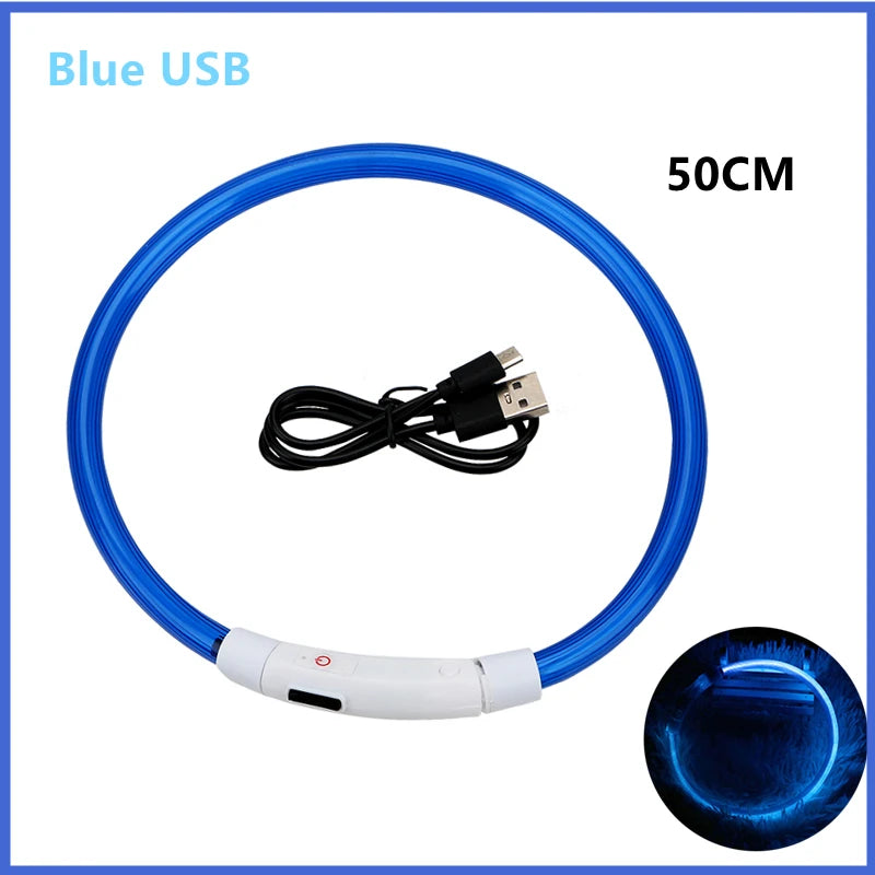 USB Rechargeable Luminous Collar Adjustable Led Glowing Dog Collar
