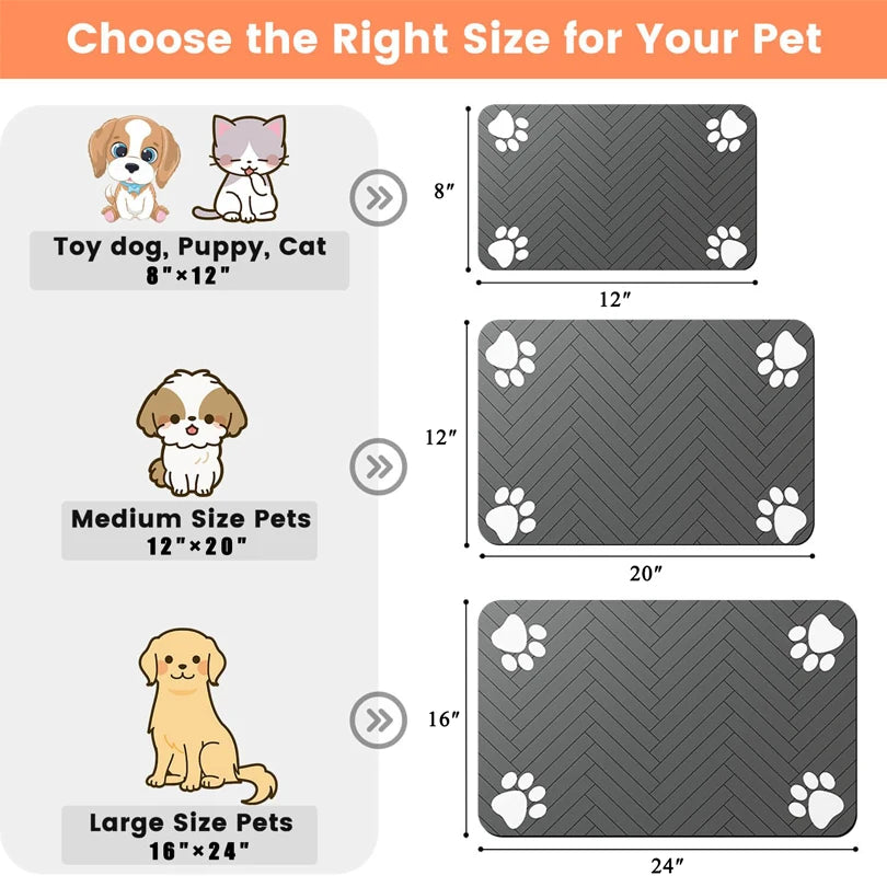 Pet Feeding Pet Placemat for Food and Water Bowl with Waterproof Rubber Backing