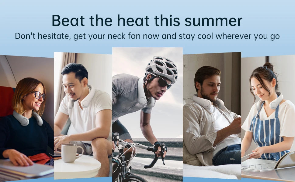 JISULIFE Portable Neck Fan,5000mAh Battery, Necksupport, 5 Speeds Gears Adjustment