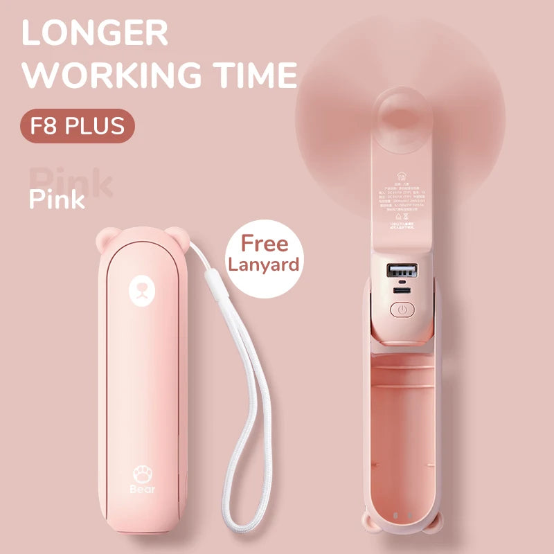 JISULIFE Portable Fan Mini Handheld Fan USB 4500mAh,Small 3 in1 Pocket Fan with Power Bank Flashlight Feature