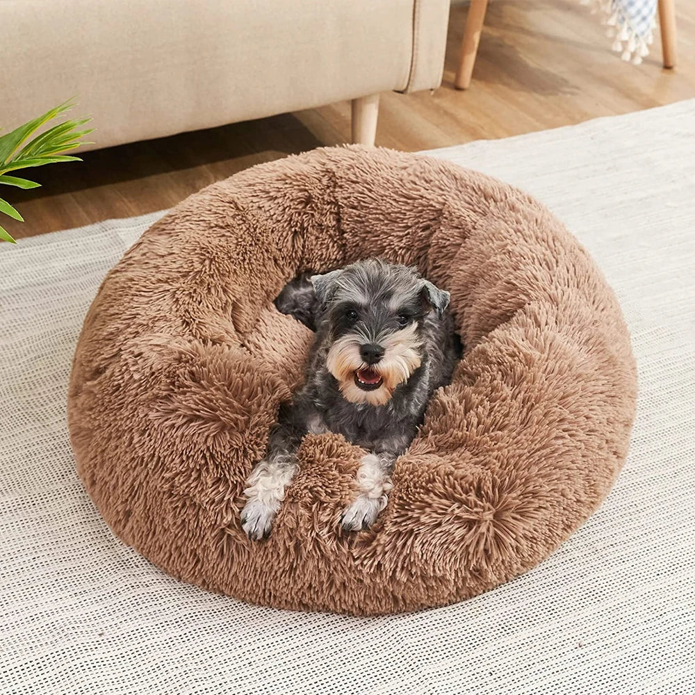 40-90cm Round Pet Bed for Large Dog Bed Super Soft Cat Bed Long Plush Dog House
