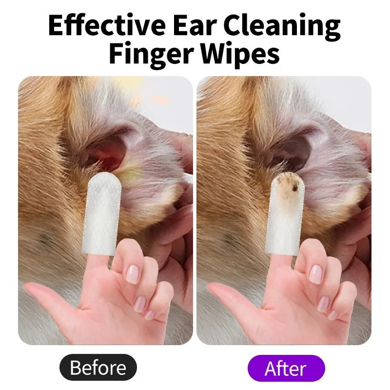 50 PCS Pet Cleaning Products Ear Cleaning Wipes Ear Care Fingertips