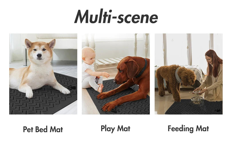 Pet Feeding Pet Placemat for Food and Water Bowl with Waterproof Rubber Backing