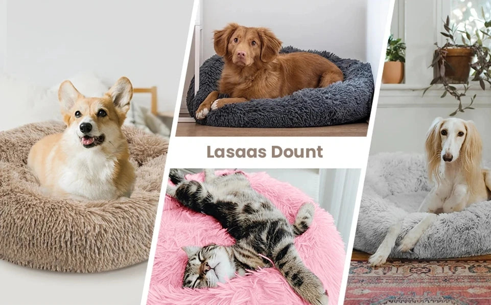 40-90cm Round Pet Bed for Large Dog Bed Super Soft Cat Bed Long Plush Dog House
