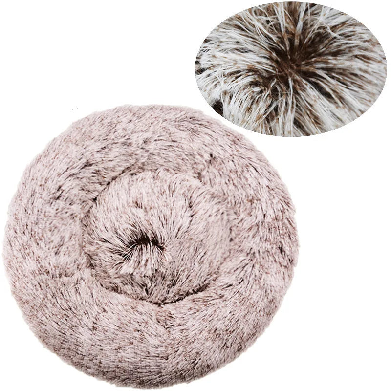 40-90cm Round Pet Bed for Large Dog Bed Super Soft Cat Bed Long Plush Dog House