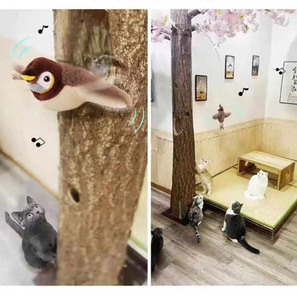 Simulated Bird Cat Toy Touch Sensitive Plush Toy Rechargeable Chirping Flapping Bird