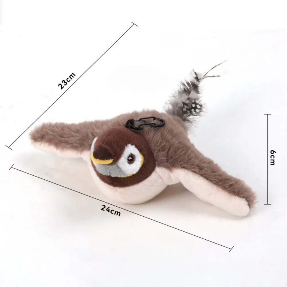 Simulated Bird Cat Toy Touch Sensitive Plush Toy Rechargeable Chirping Flapping Bird