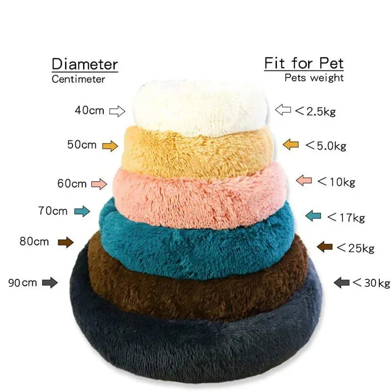 40-90cm Round Pet Bed for Large Dog Bed Super Soft Cat Bed Long Plush Dog House