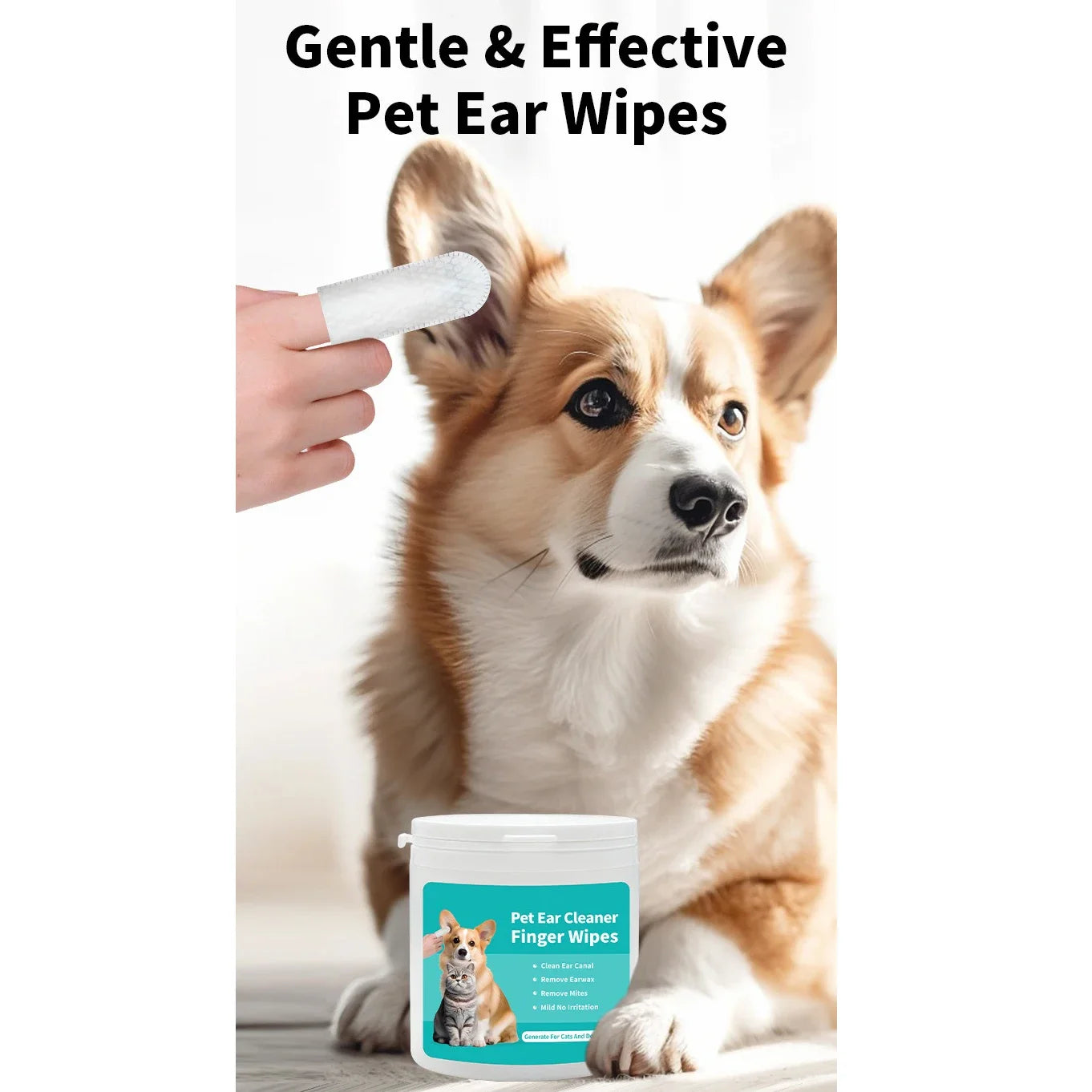 50 PCS Pet Cleaning Products Ear Cleaning Wipes Ear Care Fingertips