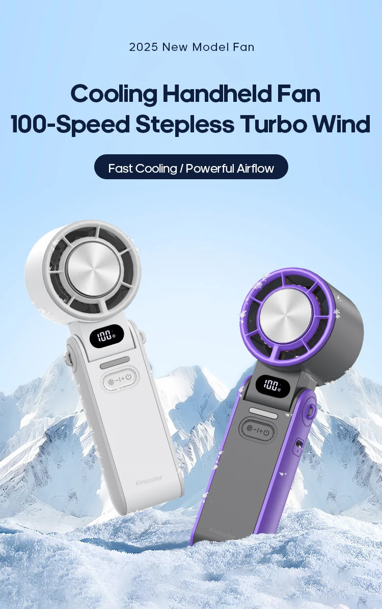 Portable High Speed Cooling Handheld Fan 3600mAh Rechargeable Foldable Fan