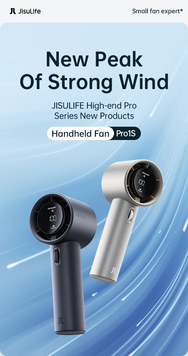 JISULIFEβ’ Mini Portable Fan β 100 Wind Speeds, LED Display & 5000mAh Power for Ultimate Outdoor Cooling for USA