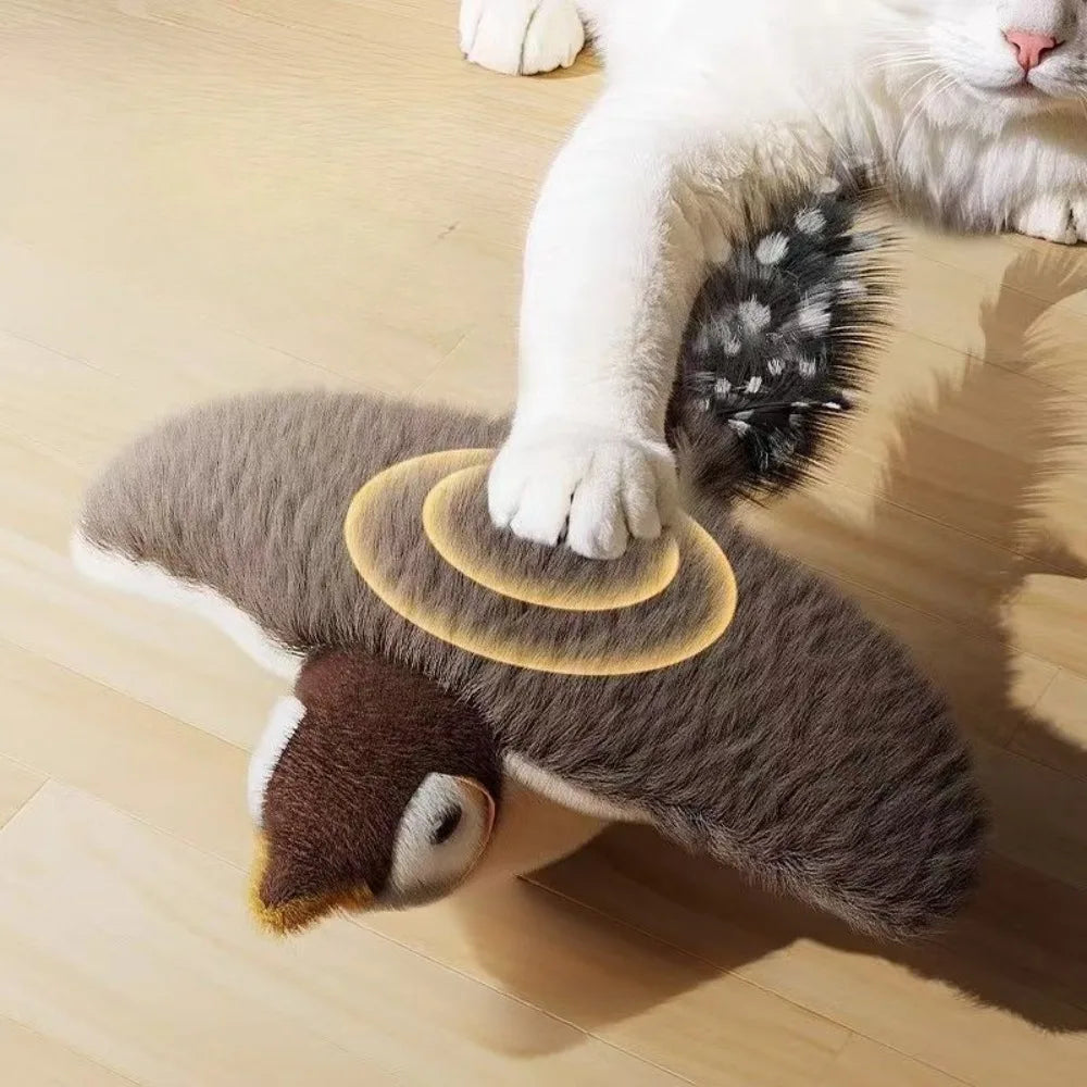 Simulated Bird Cat Toy Touch Sensitive Plush Toy Rechargeable Chirping Flapping Bird