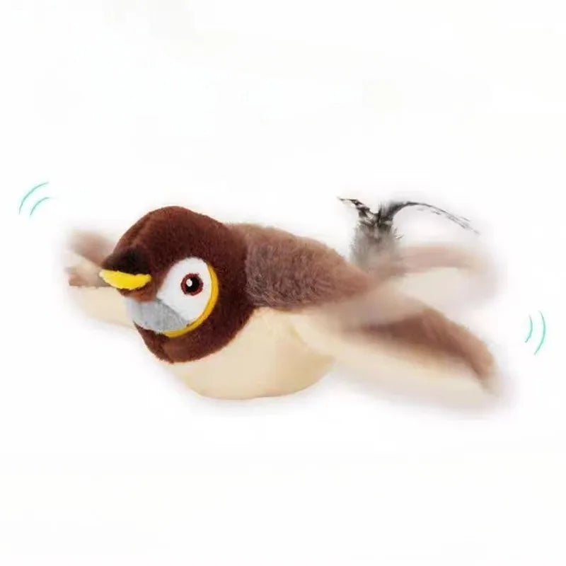 Simulated Bird Cat Toy Touch Sensitive Plush Toy Rechargeable Chirping Flapping Bird