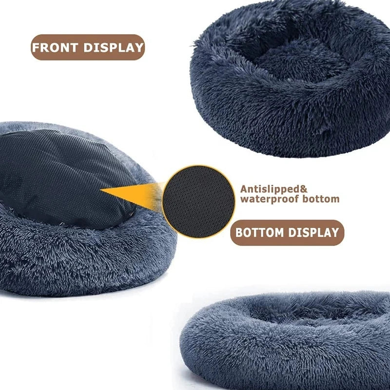 40-90cm Round Pet Bed for Large Dog Bed Super Soft Cat Bed Long Plush Dog House