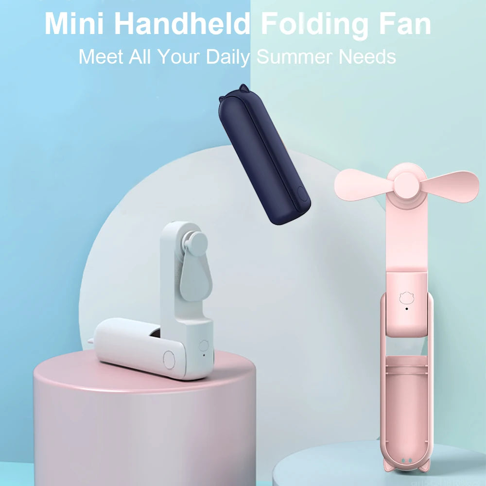Portable Fan 2000mAh USB Rechargeable 3 Speed Mini Handheld Foldable Fan