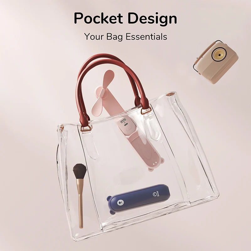 JISULIFE Portable Fan Mini Handheld Fan USB 4500mAh,Small 3 in1 Pocket Fan with Power Bank Flashlight Feature