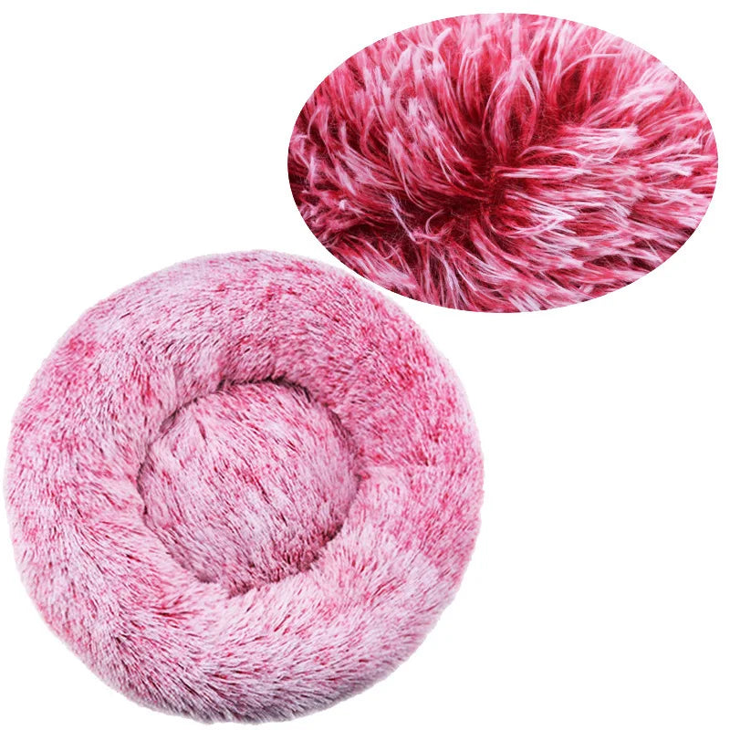 40-90cm Round Pet Bed for Large Dog Bed Super Soft Cat Bed Long Plush Dog House