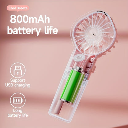 Rapid Cooling Rechargeable Handheld Misting Fan Steamer - Mini Portable Battery Operated Fan