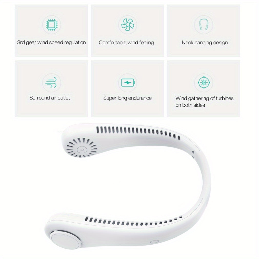Rechargeable Portable Neck Fan - Bladeless Personal Fan For Outdoor Sports