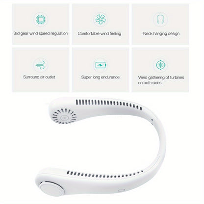 Rechargeable Portable Neck Fan - Bladeless Personal Fan For Outdoor Sports