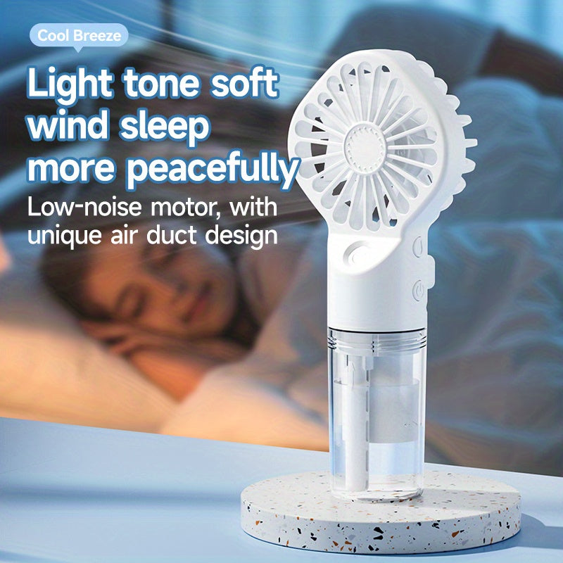 Rapid Cooling Rechargeable Handheld Misting Fan Steamer - Mini Portable Battery Operated Fan
